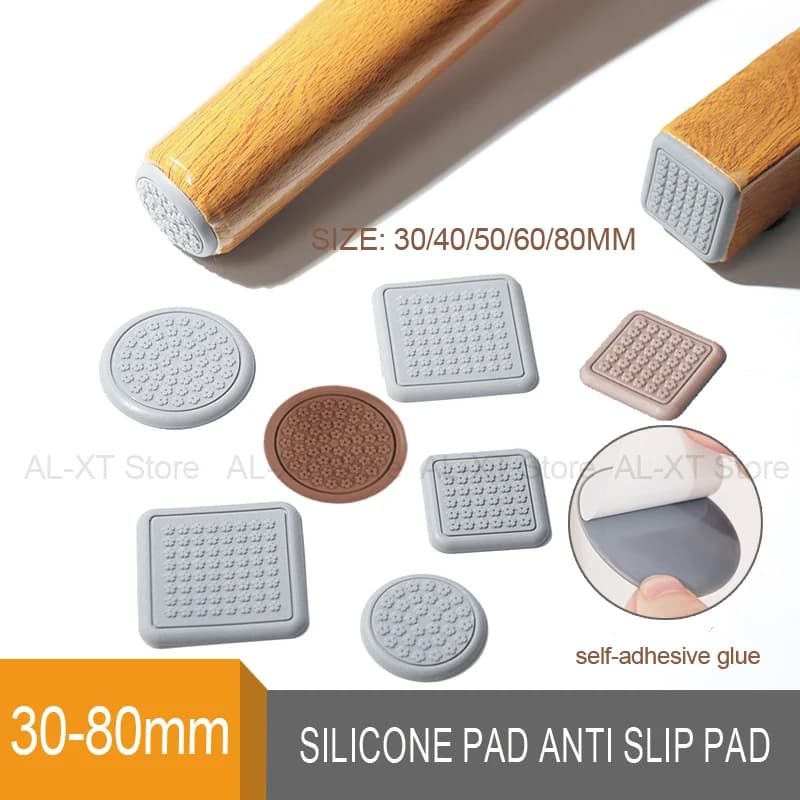 4/8 pezzi autoadesivi cuscinetti per gambe per sedie in silicone protezioni per pavimenti gambe per mobili coprigambe per tavoli cuscinetti antiscivolo con fondo quadrato/rotondo