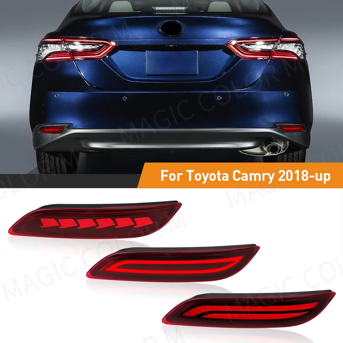 LED Paraurti Riflettore Luci Per Toyota Camry 2018 2019 2020 2021 2022 2023 2025 Dinamico Indicatori di direzione Posteriore Nebbia Lampada Freno di Coda