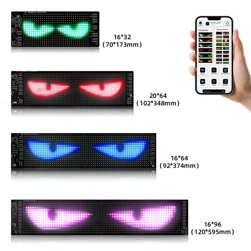 Pannello LED RGB a Matrice di Pixel Flessibile con Controllo Bluetooth e Telecomando per Pubblicità e Decorazione Auto