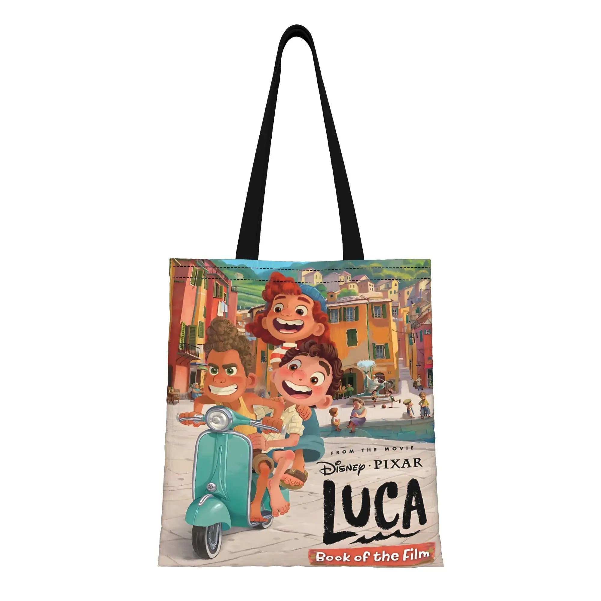 1PC Borsa tote in tela riutilizzabile a doppio lato Disney Luca per San Valentino, borsa a tracolla Happy Summer Days