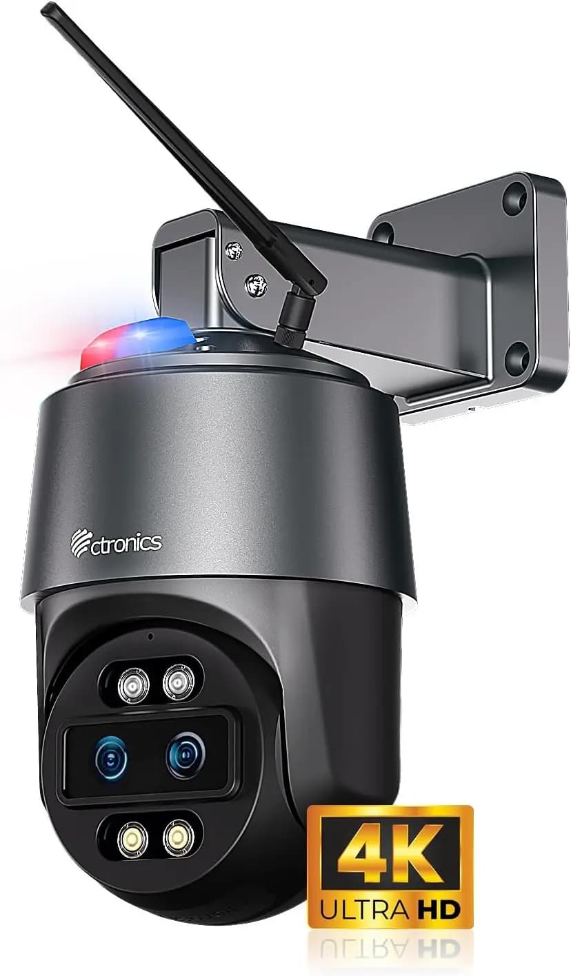 [Zoom ibrido 10X] Telecamera di sicurezza esterna 4K 8MP a doppio obiettivo con rilevamento AI, tracciamento automatico, WiFi 2,4/5 GHz, notte a colori