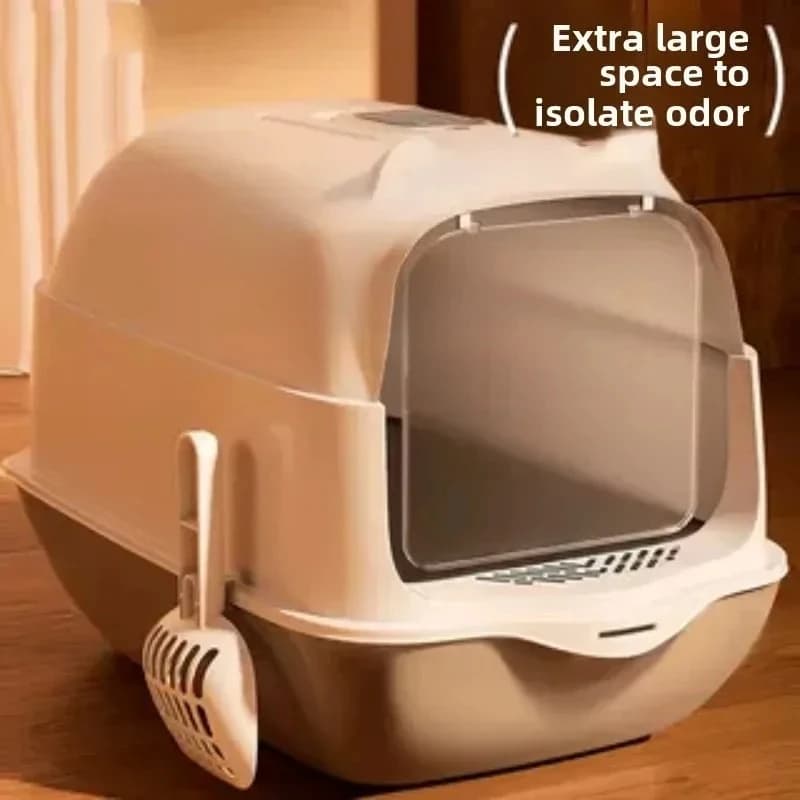 ZC bacino per lettiera per gatti, deodorante per lavabo con cassetto antispruzzo, completamente chiuso, di grandi dimensioni