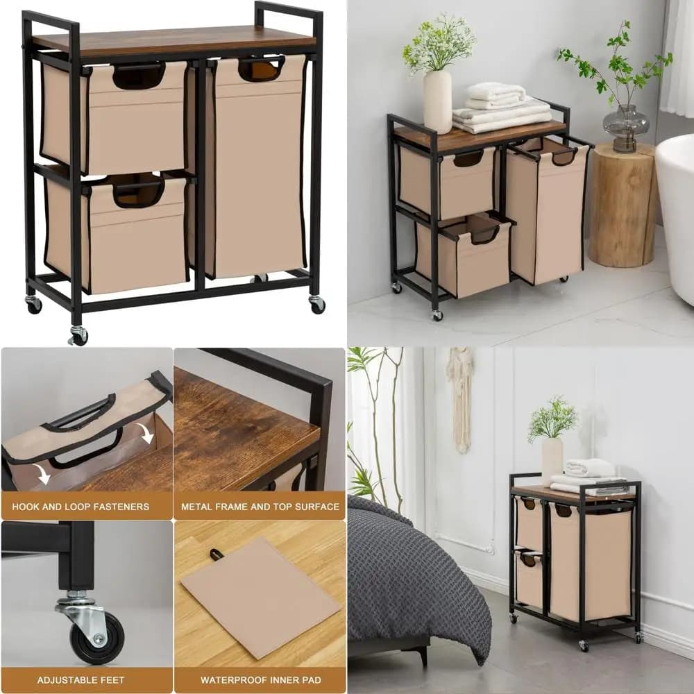 Organizer for 3-section whiteboard with sliding tritariff bags, top shelf, metal structure for efficient house sorting