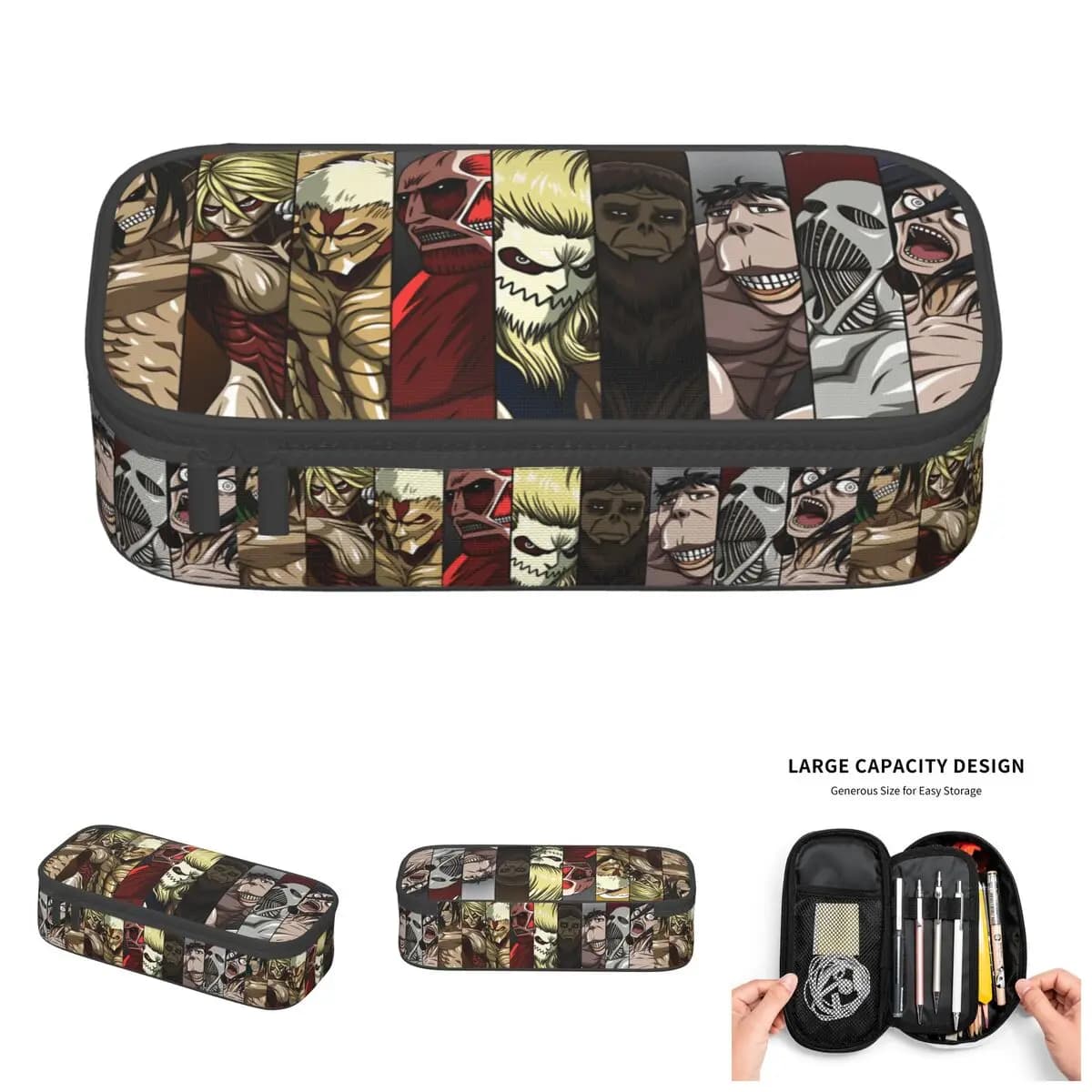 Simpatici astucci per matite Attack On Titan per ragazzi e ragazze, astucci per matite di grandi dimensioni, materiale scolastico