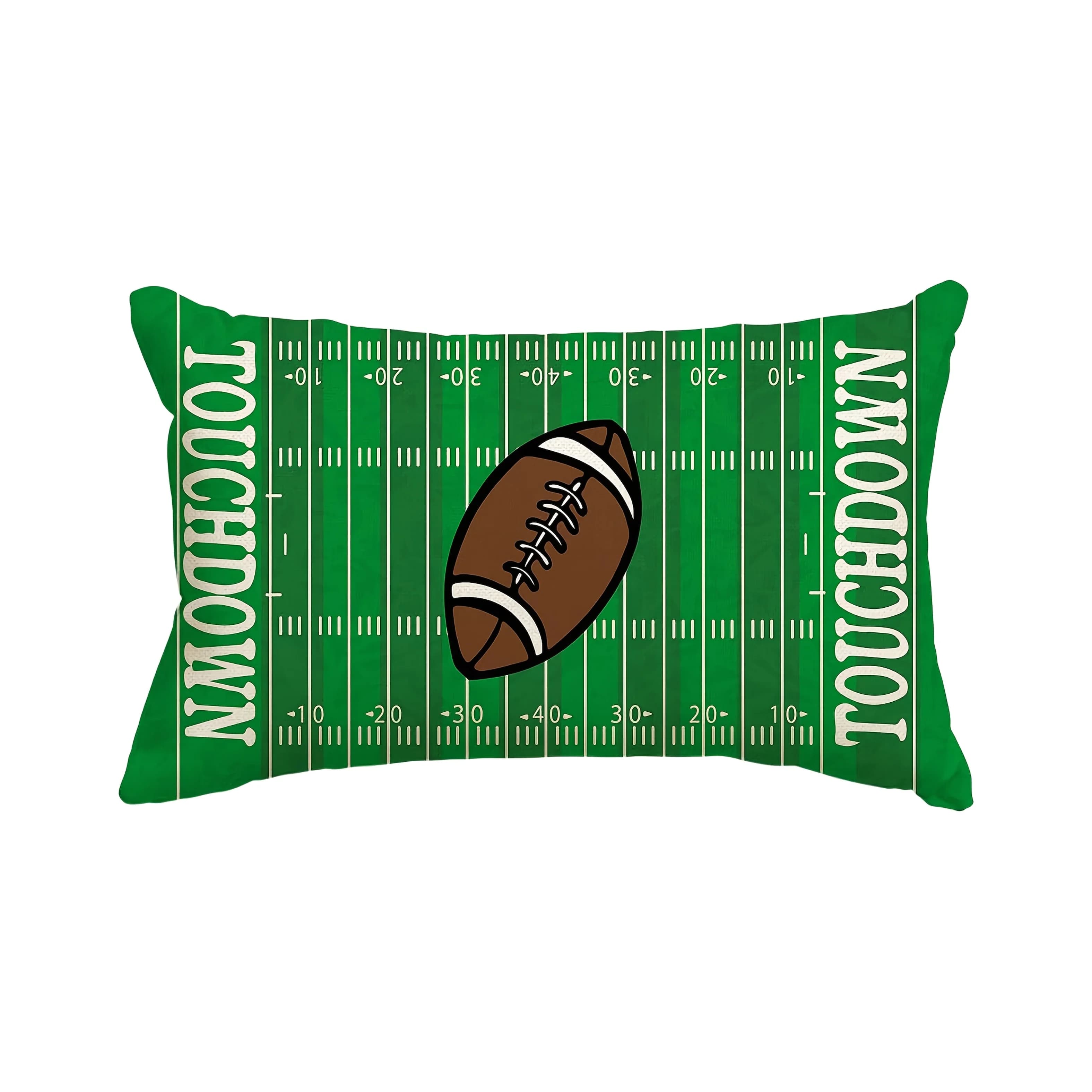 1pc Touchdown American Football Field Printed Lumbar Pillow Cover, Suitable for Sofa,Bedroom,Living Room,Boy's Room, Sports Room