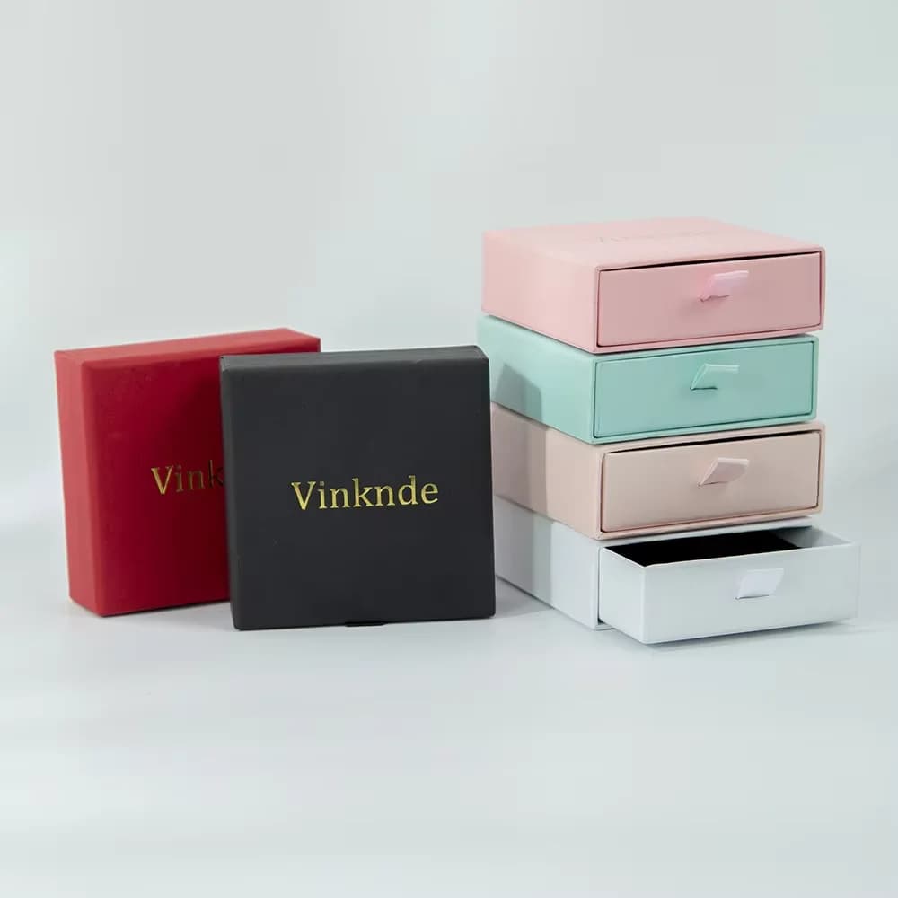 Confezione regalo con cassetto in carta bianca con logo personalizzato da 100 pezzi, confezione personalizzata per piccoli gioielli, collane, orecchini, anelli