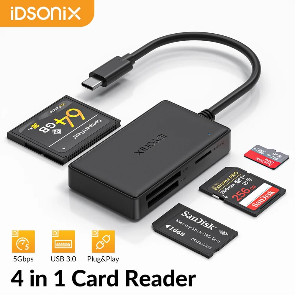 iDsonix Lettore di Schede USB C SD e USB 3.0, Adattatore Bidirezionale per Schede SD e Micro SD fino a 2TB, per PC, Laptop e Matebook