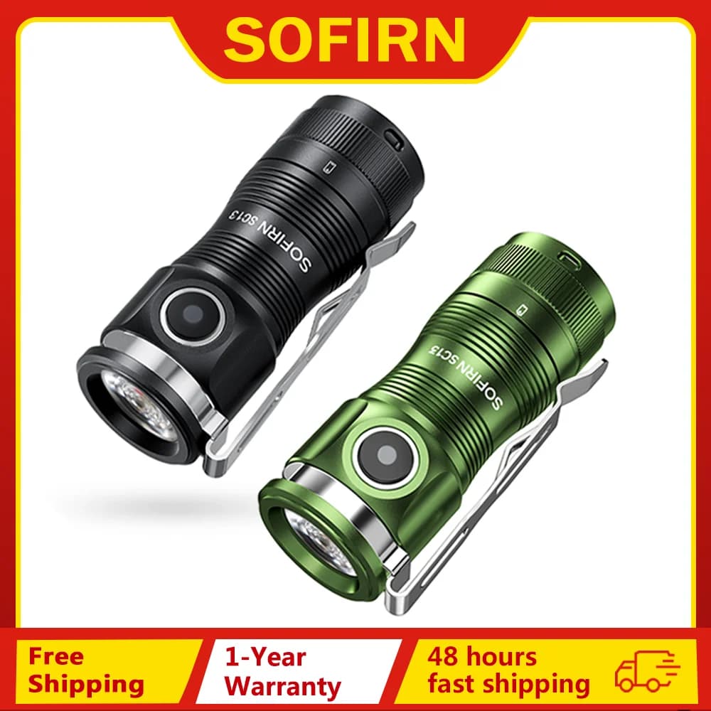 Sofirn Mini SC13 SST40 LED 1300lm Torcia tattica 18350 ricaricabile 6000K Portachiavi con luce magnetica