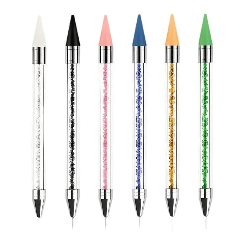 Nail Art Tools Dual‑Ended Acrylic Handle Wax Pen Rhinestone Crystal Studs Picker Dotting Manicure DIY Accessories