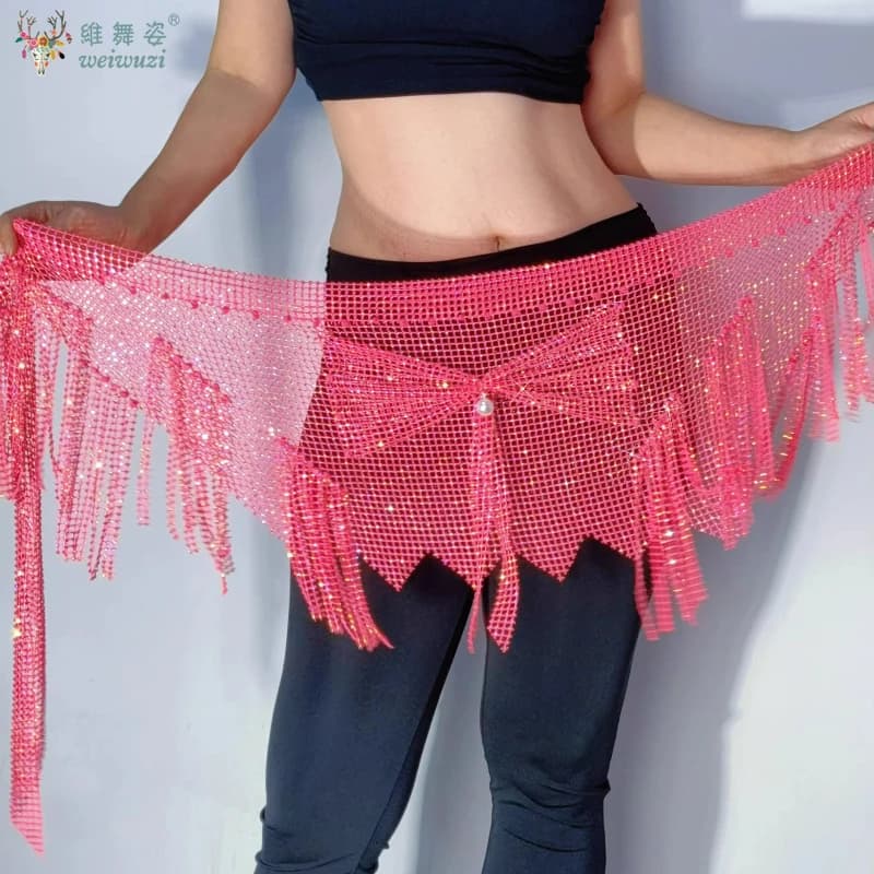 Accessori per la pratica della danza del ventre Cintura da donna alla moda e carina con pietre AB Bowknot Cinture da danza orientale per adulti e bambini