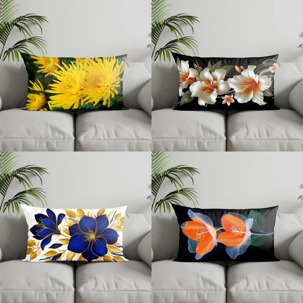 Decorazioni per la casa Fodere per cuscini con motivo floreale adatte per divano Camera da letto Fodera per cuscino per auto Cuscino per schienale rettangolare