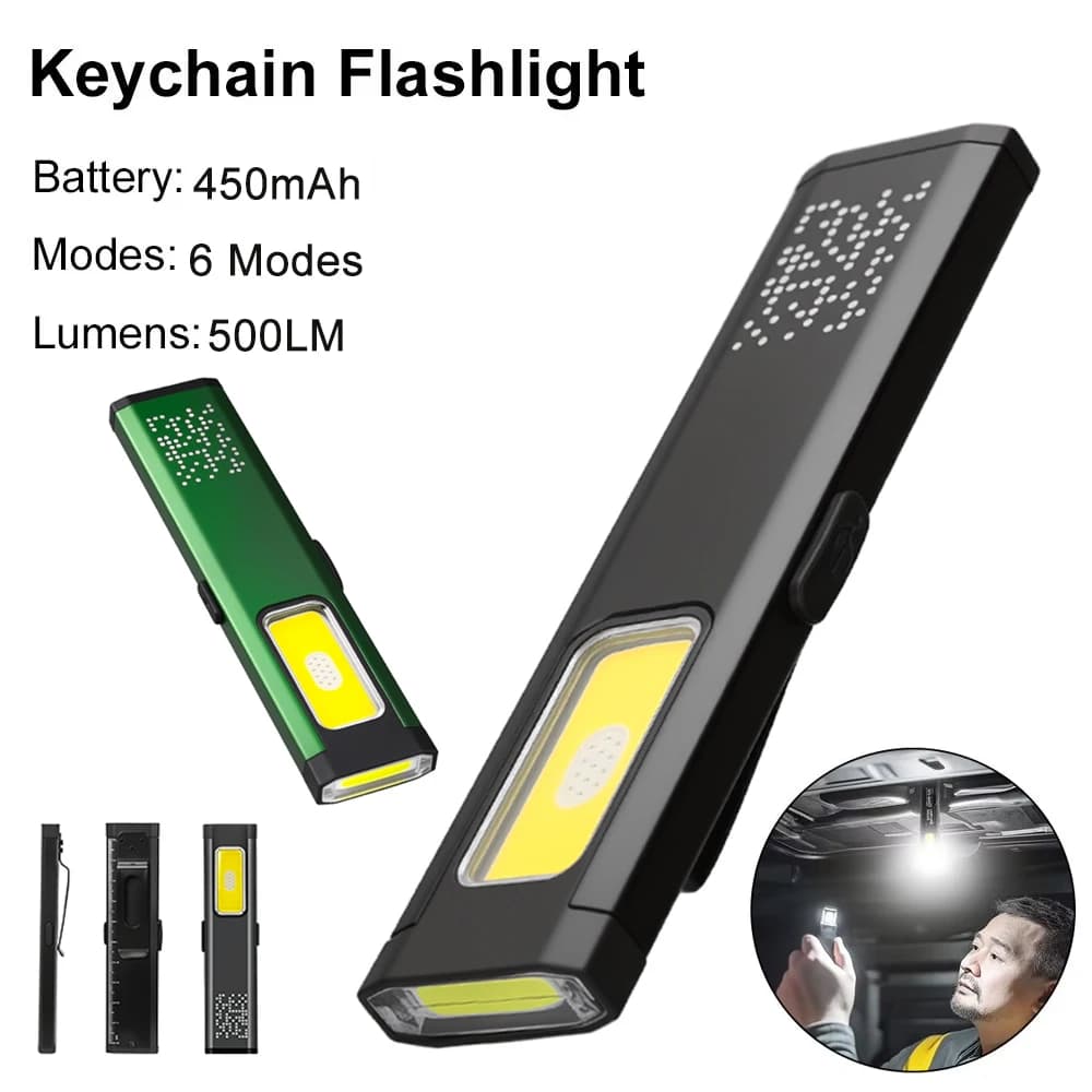 Mini Rechargeable Portable LED Torch, Waterproof Outdoor Work Torch With Magnetic Handle, Compact LED Torch