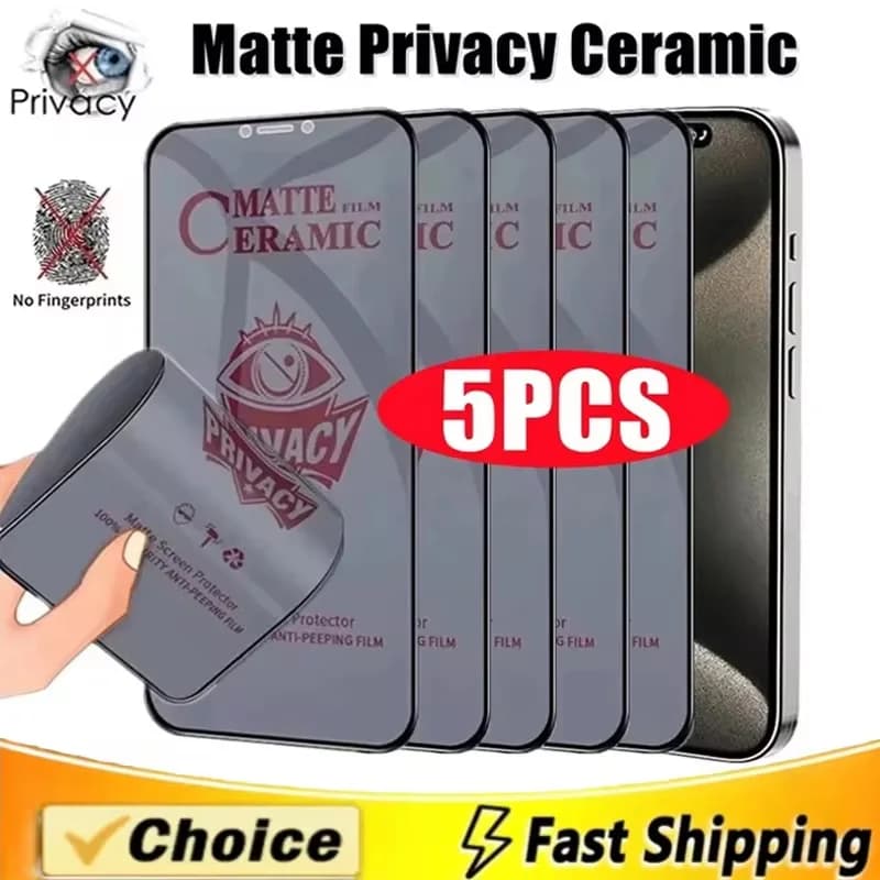 Matte Ceramic Privacy Screen Protector For iPhone 15 16 14 13 11 12 17 Pro Max SE 2022 Anti-spy Tempered Film iPhone 17 Air XR