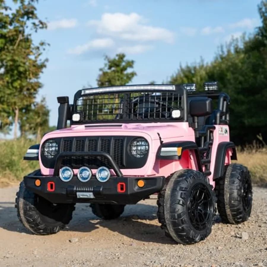 Auto Elettrica 24V con Telecomando, Jeep a 2 Posti, 3 Modalità di Velocità, Fari LED, Musica Bluetooth, Porta USB, Display di Alimentazione