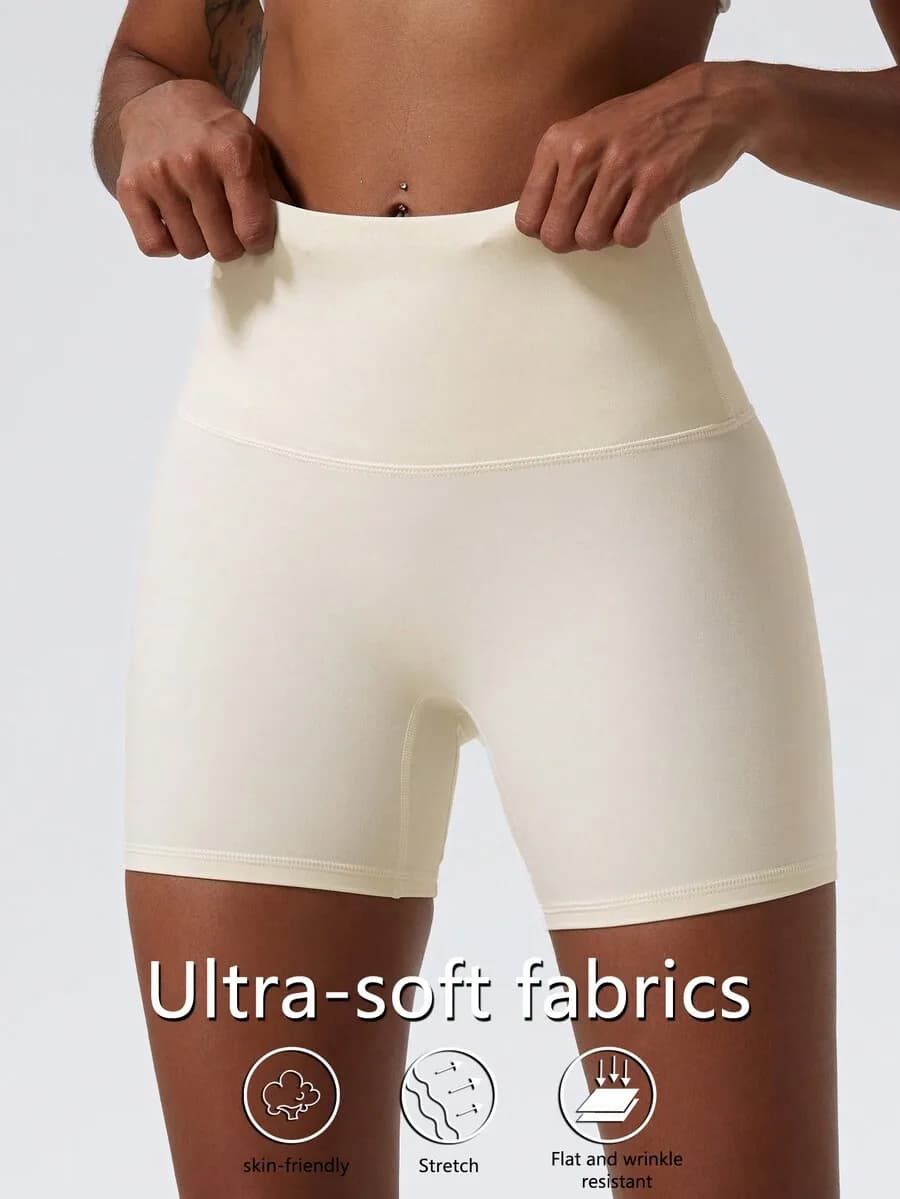 Pantaloncini da yoga elasticizzati a vita alta per donna - Pantaloni da ciclismo traspiranti, anti-sudore e antipiega