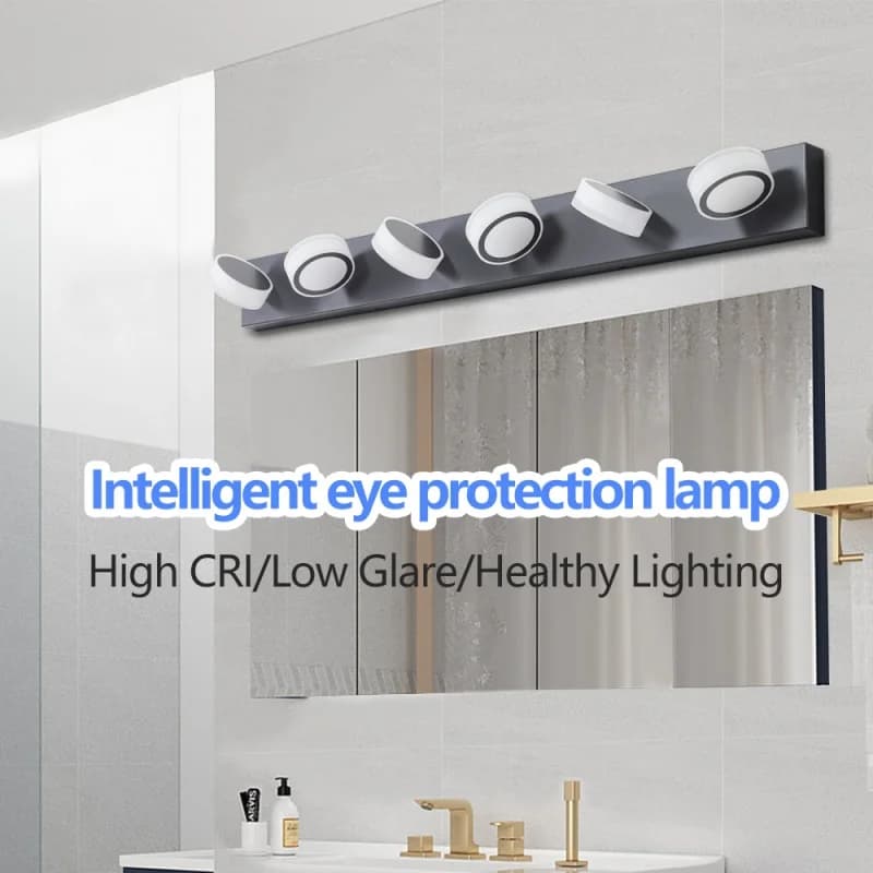 6-Light Adjustable LED Vanity Lights for Bathroom, 36W Modern Black Mirror Front Light, High CRI Eye Protection Wall Sconce, Dimmable Anti-Rust Makeup Lighting Fixture