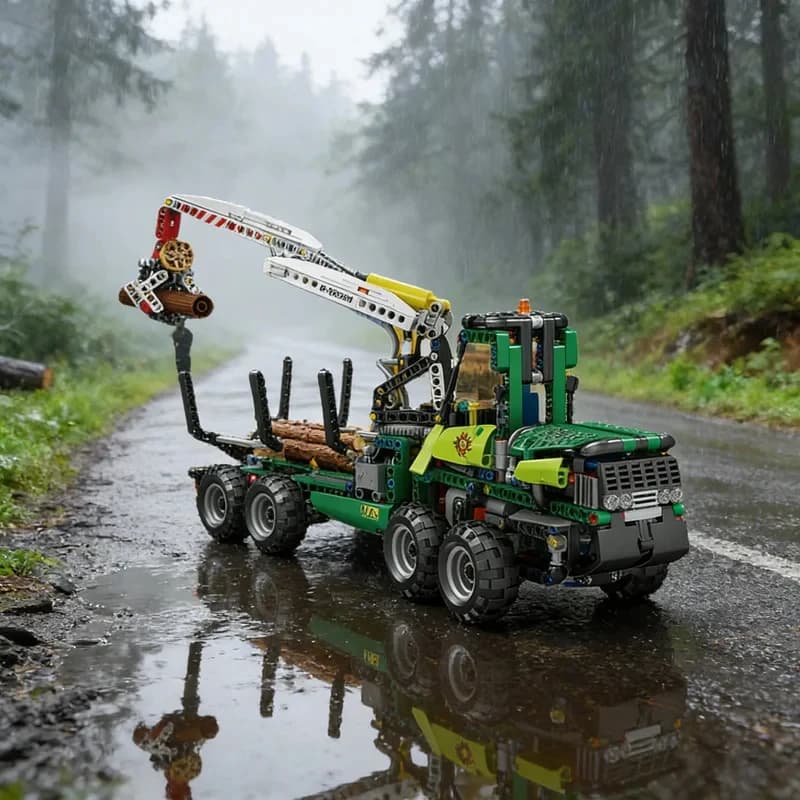 Blocchi da Costruzione Tecnici per Camion Forestale Pneumatico, Giocattoli Educativi DIY con Controllo Remoto APP per Adulti e Bambini, Regali di Compleanno