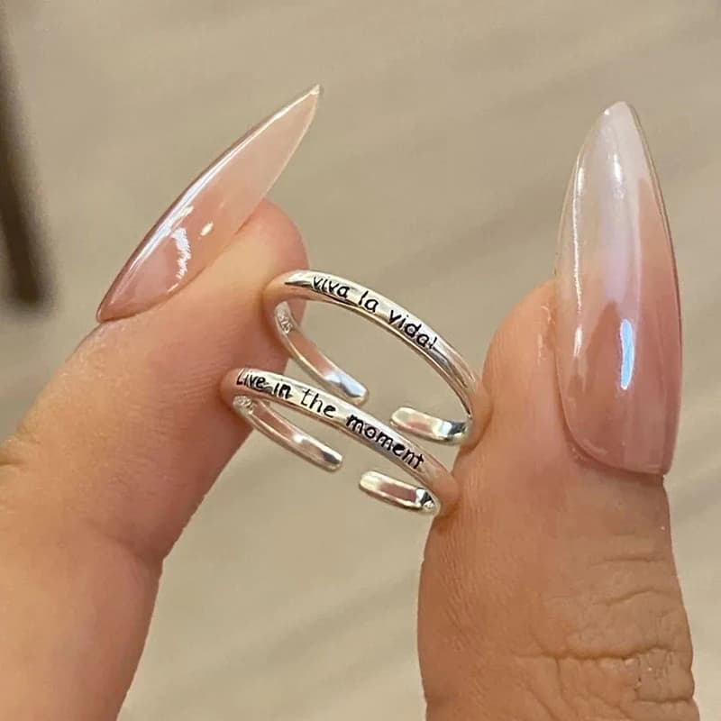 1/2 pezzi frasi positive geometriche apertura mignolo anello leggero anelli regolabili di lusso per le donne accessori regalo gioielli di moda