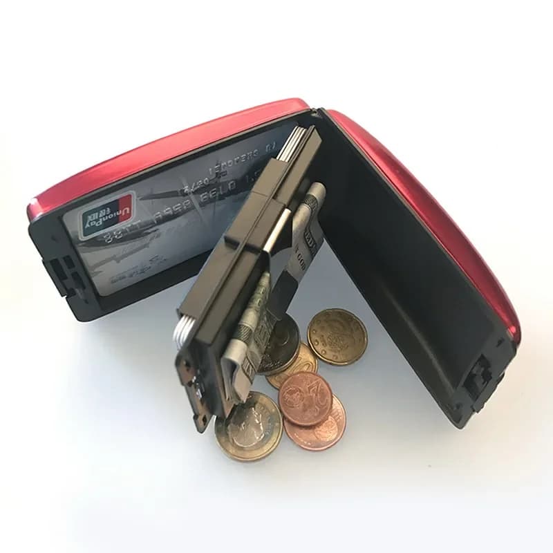 Scansione antifurto Proteggi supporto Alluminio Metallo Plastica Blocco carta bancaria Custodia rigida Portafoglio Carta di credito Anti-RFID per uomo Donna