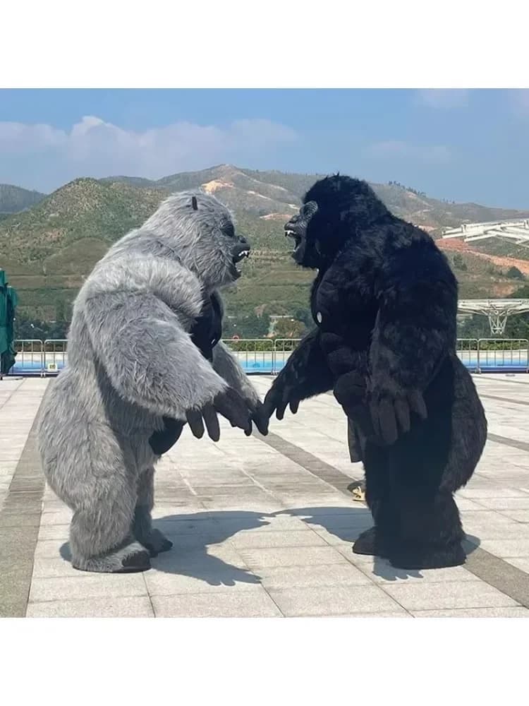 Real Life Inflatable Gorilla Costume Full Mascot Suit Giant Adult Fur Gorilla Cosplay Fancy Dress for Events Party no battery