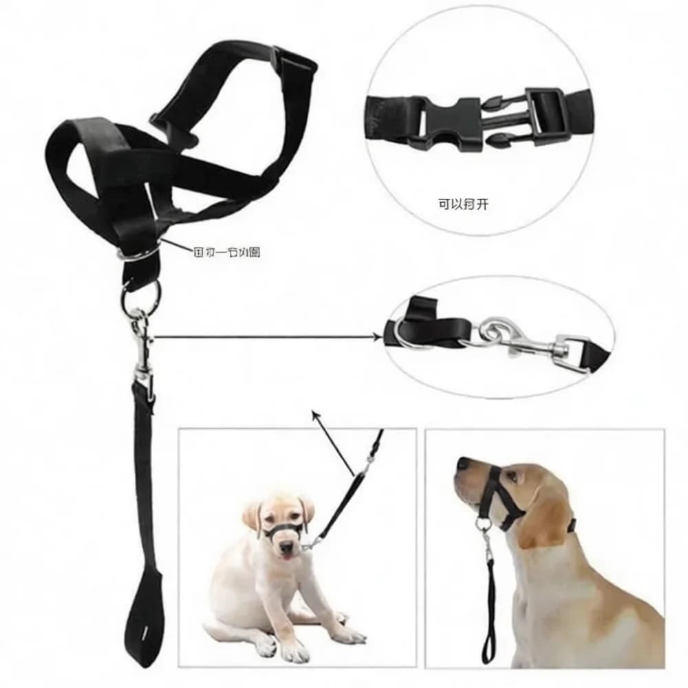 No Pulling Dog Head Halter Harness Short Snout Pet Gentle Control Leash Training Lead For Bulldog Pug Daily Walking Supplies