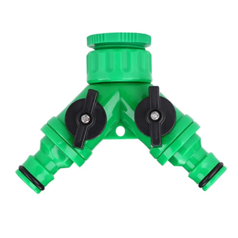 2-Way Y Garden Hose Splitter Double Outlet Water Tap Connector with Separate Control Valves for Lawn Irrigation