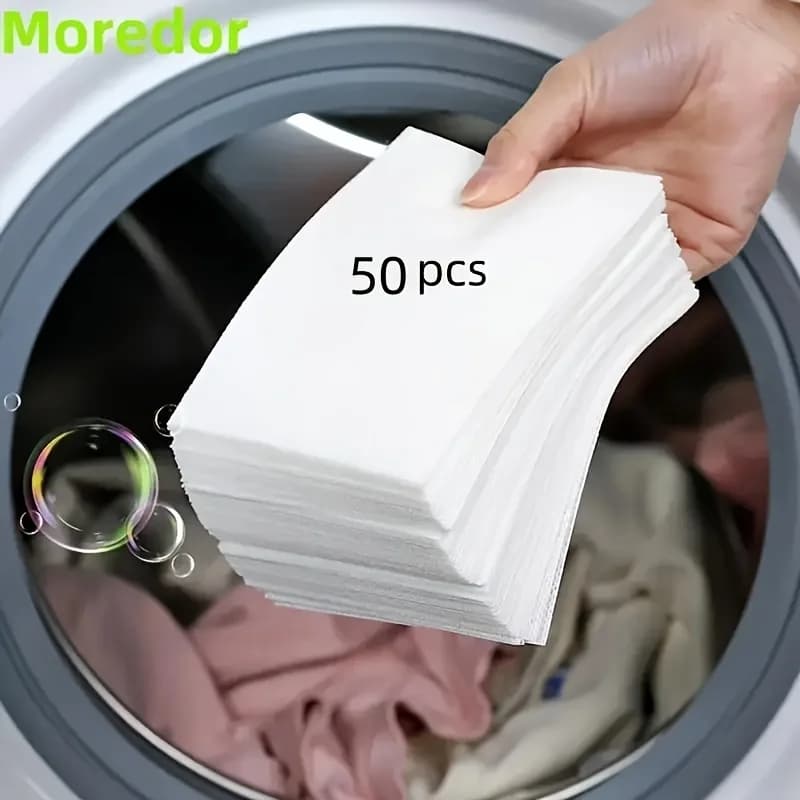 50-piece plastic-free laundry detergents, hypoallergenic laundry tablets without liquids - Potential detergent strips for decontamination and biodegradables! for commercial laundry/lavorery, domestic dorm, travel, camping style and hand washing, without waste, fresh fragrance