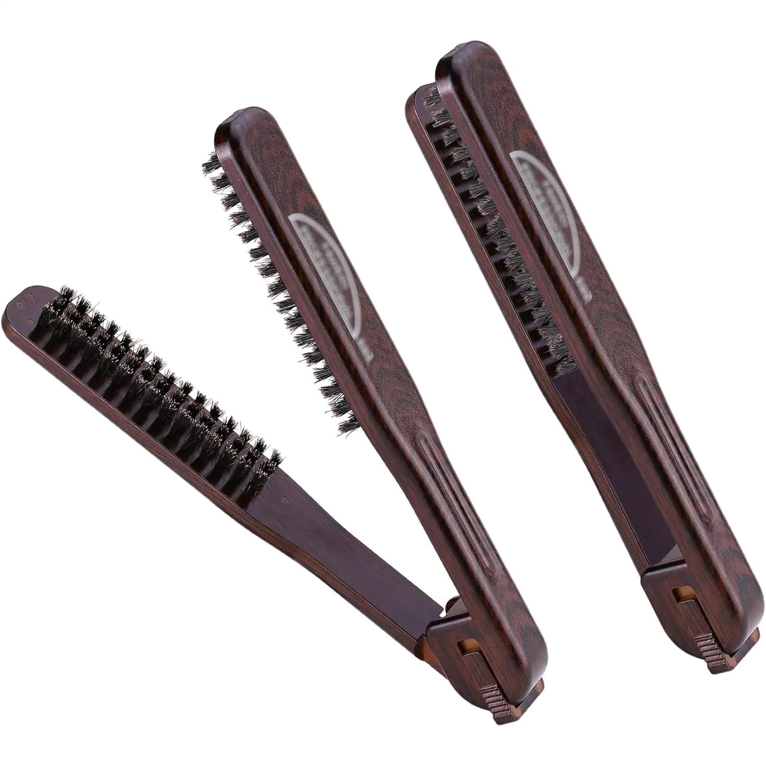 Spazzola Lisciante a Doppia Faccia - Setole Naturali di Cinghiale per uno Styling Liscio e Senza Crespo, Delicata sui Capelli, Design Portatile