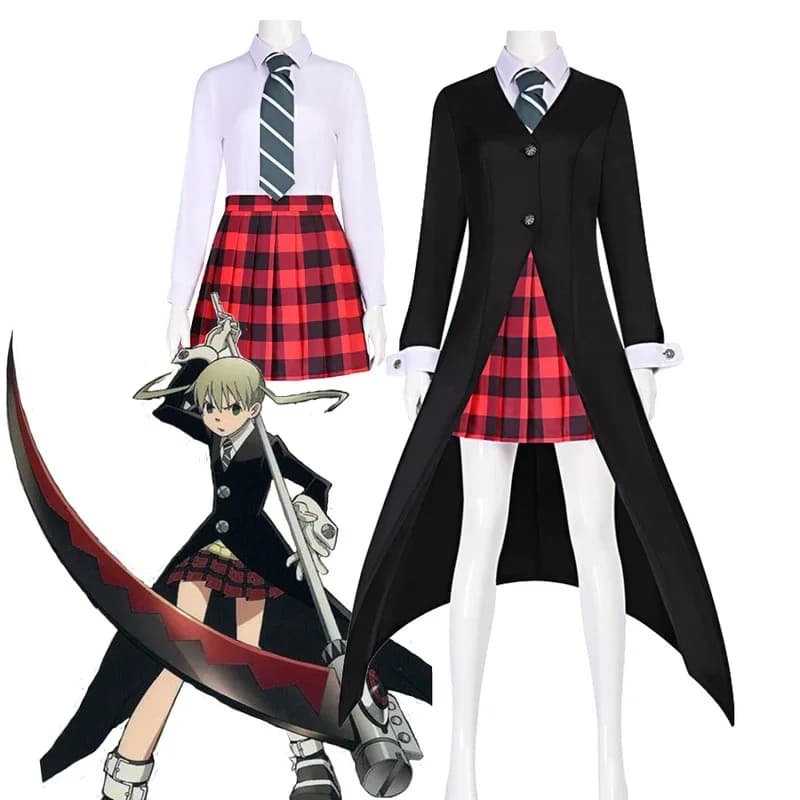 Anime Soul Eater Maka Albarn Replica Cosplay Outfit Complete Skirt & Gloves Masquerade Stage Fancy Dress Halloween Party Role