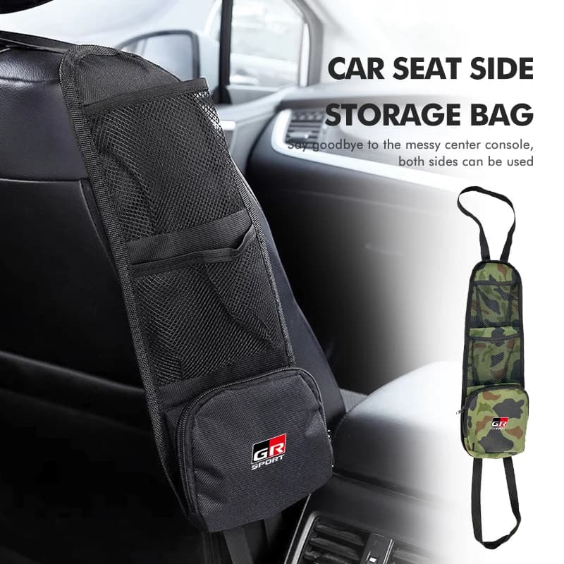 Car Seat Side Storage Hanging Bag Phone Wallet Card Organizer Bag For Toyota GR Sport Gazoo Racing Yaris 86 Corolla Hilux Supra