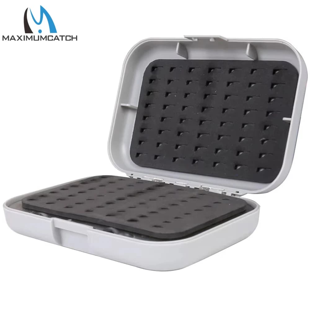 Maximumcatch Plastic waterproof flies box with slit foam for oscillating leaves, easy grip for dry/wet flies, fishing gear organizer
