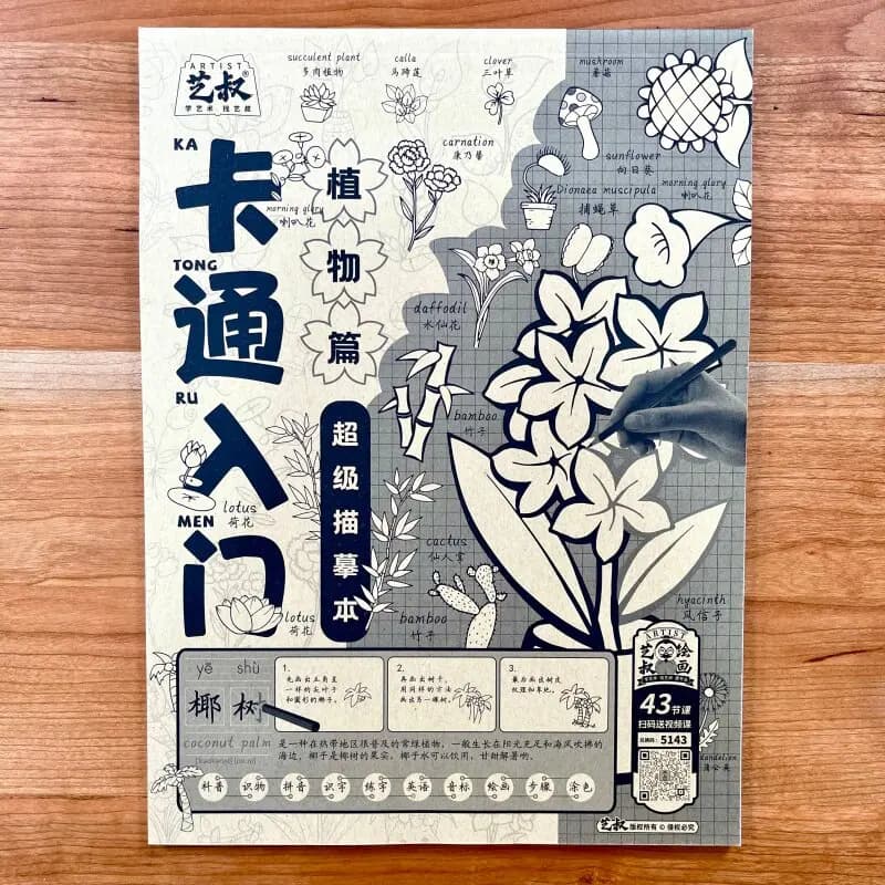 Introductory Tracing Book for Chinese Line Drawing Comic Characters Flowers and Plants Line Art Painting Sketchbook for Students