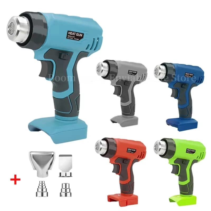 Per Makita/Dewalt/Milwaukee/Bosch/Black Decker 18V 20V Batteria agli ioni di litio Pistola termica a batteria con 4 ugelli Attrezzatura di riscaldamento portatile