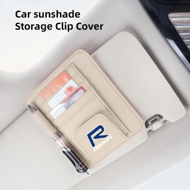 Car PU Leather Sun Visor Sunglasses Ticket Card Storage Bag Accessories For Volvo Rdesign Polestar AWD V60 S60 XC60 S40 XC40