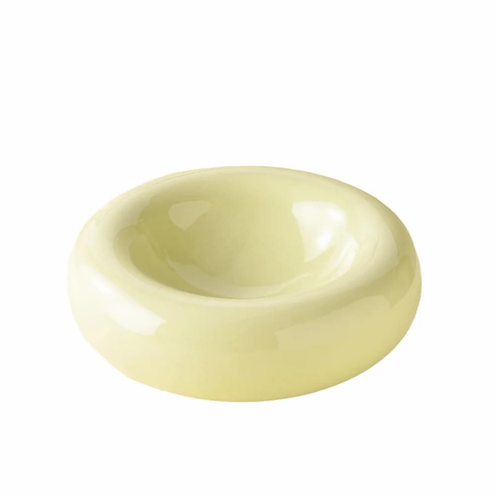High-Aesthetic Donut-Shaped Cat Bowl Smooth Wide Opening Ceramic Cat Bowl Large-Capacity Simple Pet Food Bowl Pet Feeding
