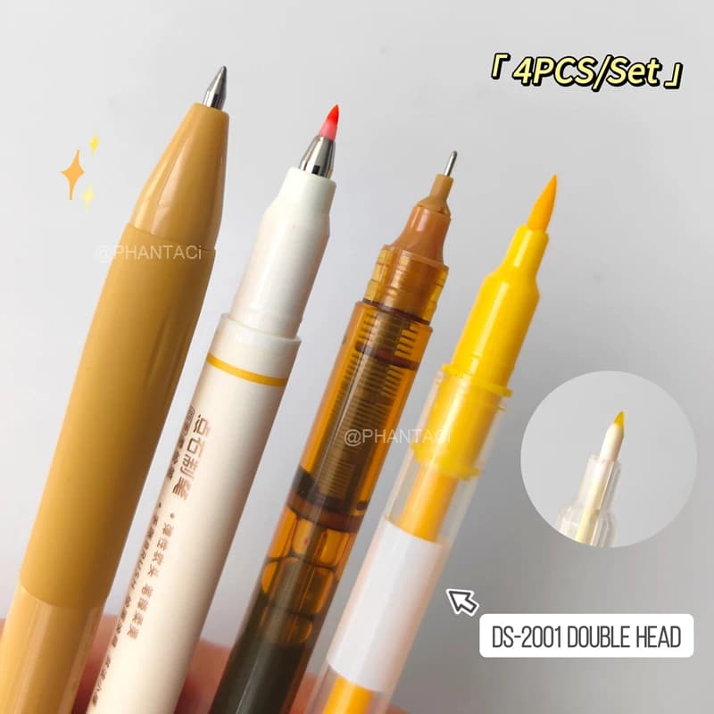 4PCS/Set Colored Pen Set Soft Head Painting Brush Pen Multiple Pen Tip Types Calligraphy Pen 0.5mm Gel Pen Office Art Supply
