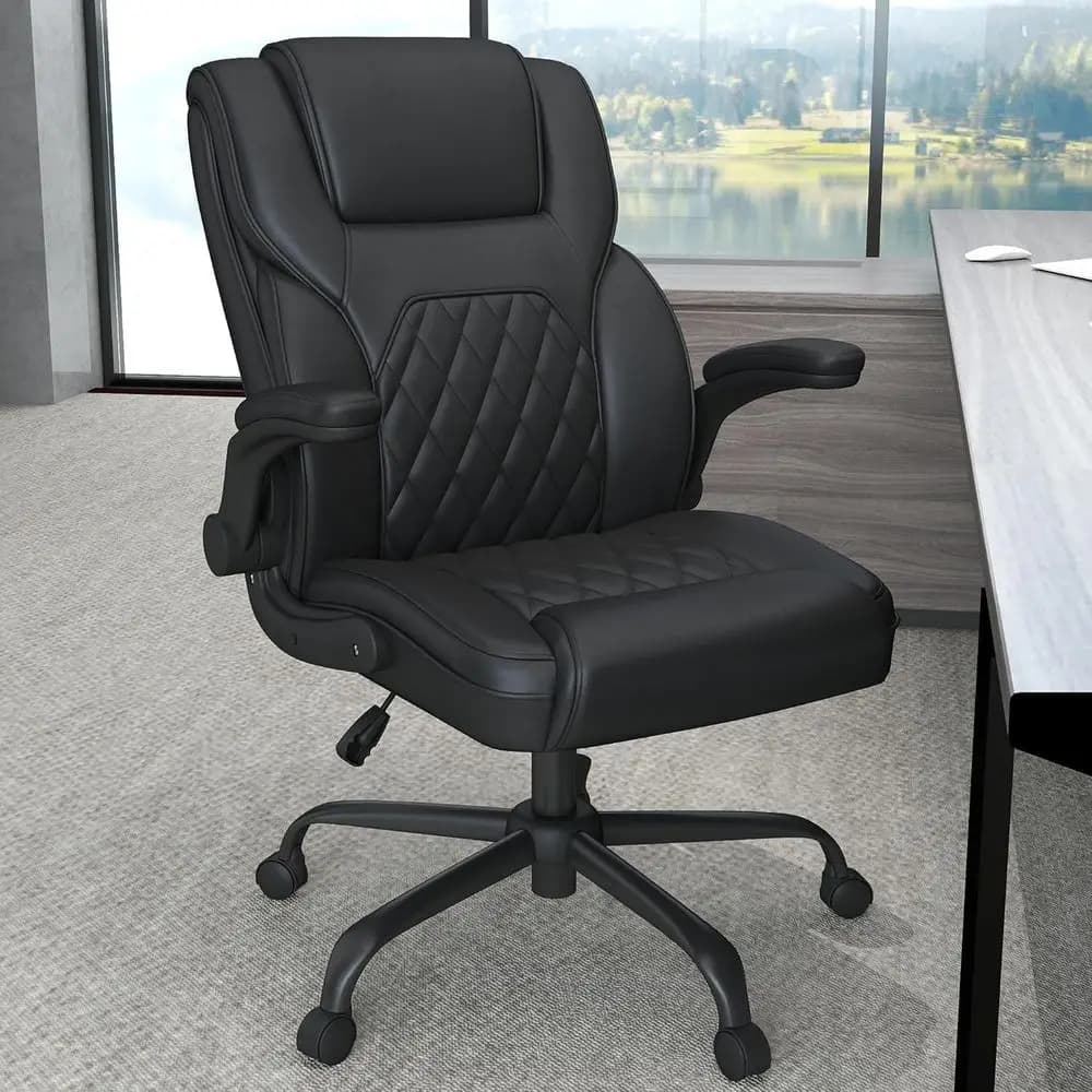 Sedia Girevole Ergonomica con Schienale Alto, Supporto Lombare e Braccioli Regolabili per Casa o Ufficio