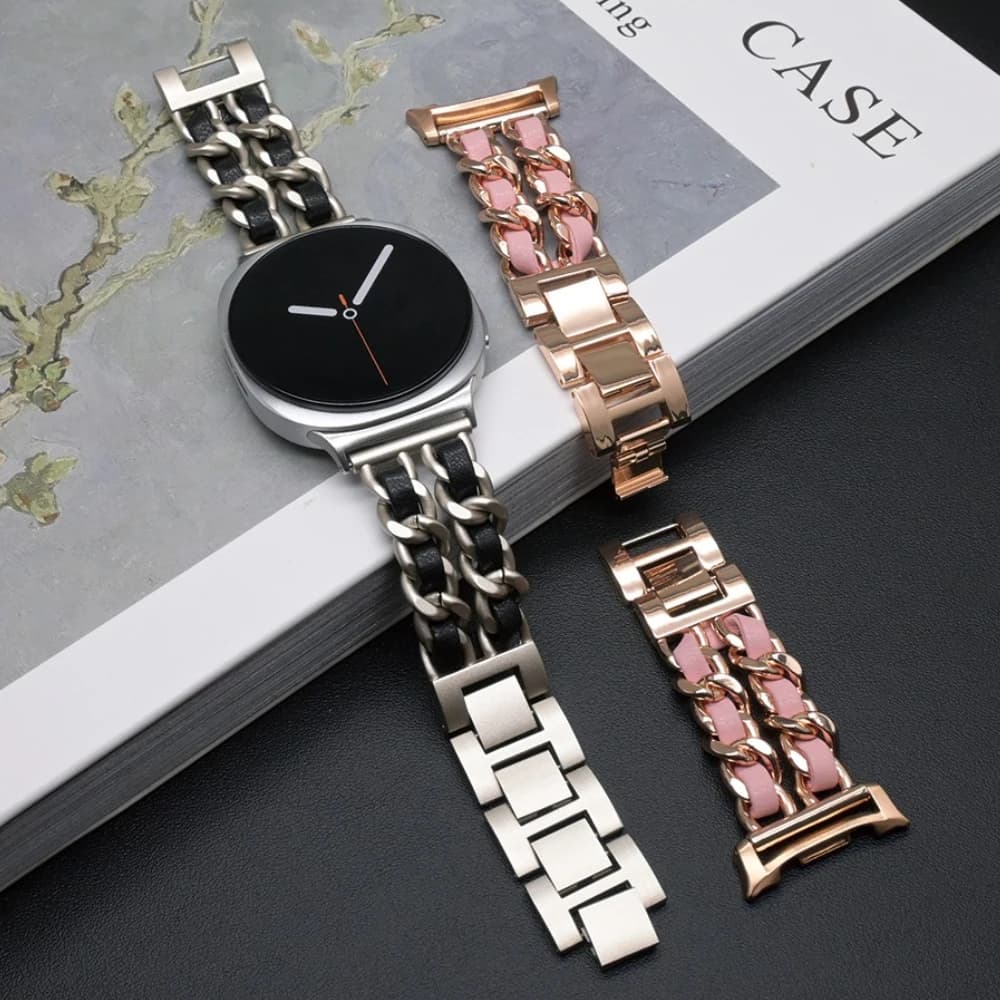 Bracciale in pelle di lusso per Samsung Galaxy Watch 8 40mm 44mm cinturino da donna cinturino in acciaio inossidabile per cinturino in metallo GALAXY Watch 8