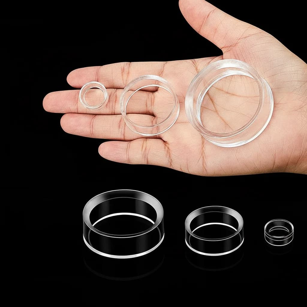 Nuovi espositori per espositori in acrilico anelli portaoggetti trasparenti espositore rotondo in plastica per palline, sfere, marmo, collezioni