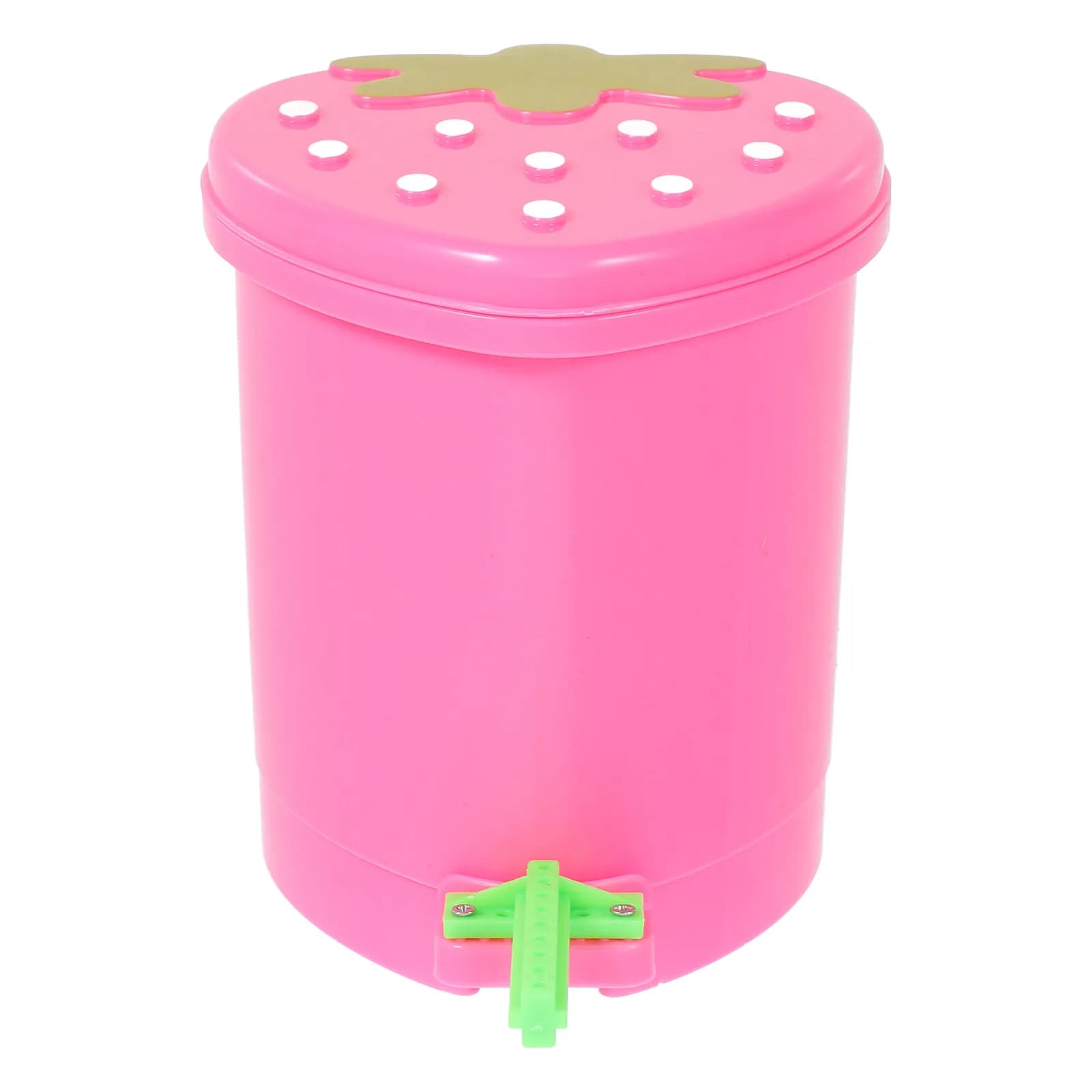 Cestino da scrivania a forma di fragola, piccolo cestino in plastica, mini pattumiera con coperchio, rosa, carino, per ufficio e bagno