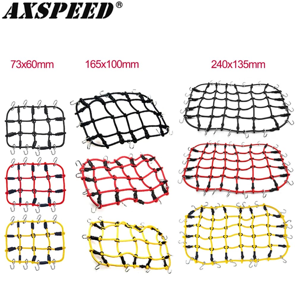 AXSPEED Portapacchi Elastico Rete per Bagagli per 1/10 1/18 1/24 RC Crawler Auto ASSIALE SCX10 TRX4 Bronco TRX6 Tamiya D90 TRX4M SCX24 Parte