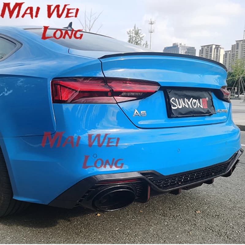 Bright Black Rear Bumper Lip Diffuser for Audi A5 B9.5 S5 S-Line Hatchback 2021-2022 Car Accessory