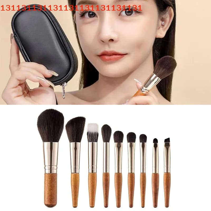 Set di pennelli per trucco portatili da 9 pezzi, mini pennelli cosmetici, kit di pennelli per fondotinta in polvere, blush, sopracciglia, ombretto