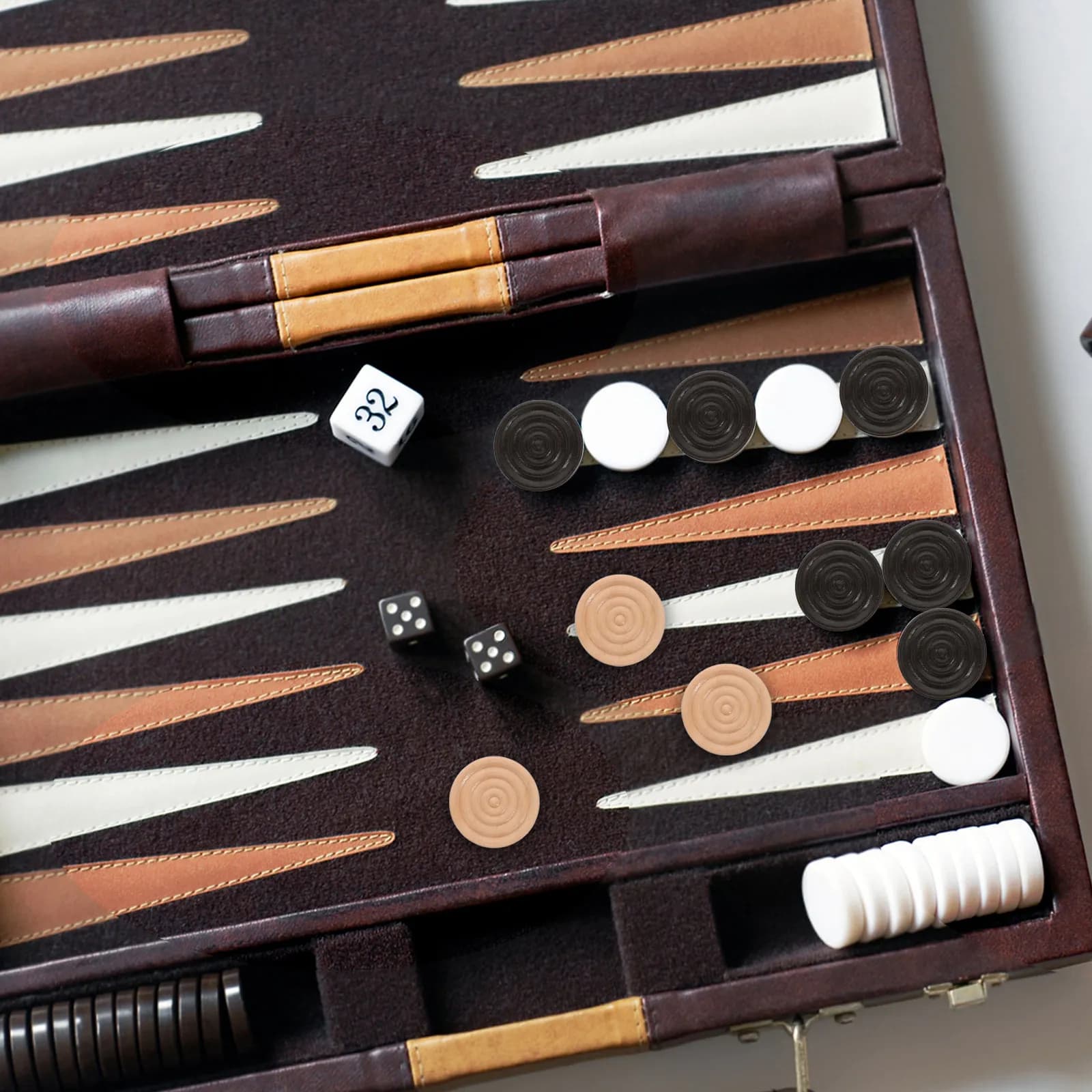 Set di 24 Pezzi Rotondi in Legno Filettati per Scacchi e Dama, Accessori Premium per Giochi da Tavolo, Adatti per Tornei di Backgammon