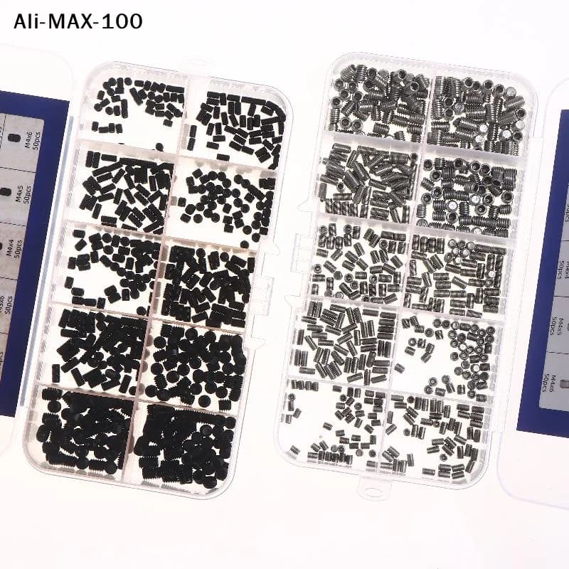 aAyS aSet of 500 hexagonal hexagonal steel 304 black DIN913 M2.5 M3 M4 with box