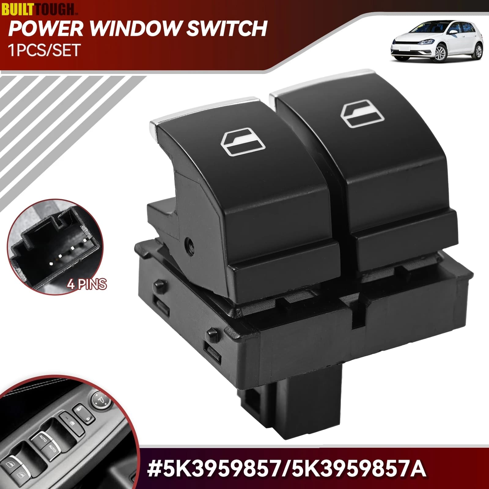 Pulsante interruttore di controllo principale della finestra lato conducente per VW Eos Golf MK5 MK6 GTI 2 porte Scirocco Tiguan Polo 5 k3 959 857 A 5 k3959857