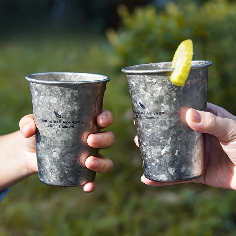 350ml Pure Titanium Beer Mug Portable Outdoor Camping Water Beverage Cup Single Layer Crystal Coffee Creative Cup Gift
