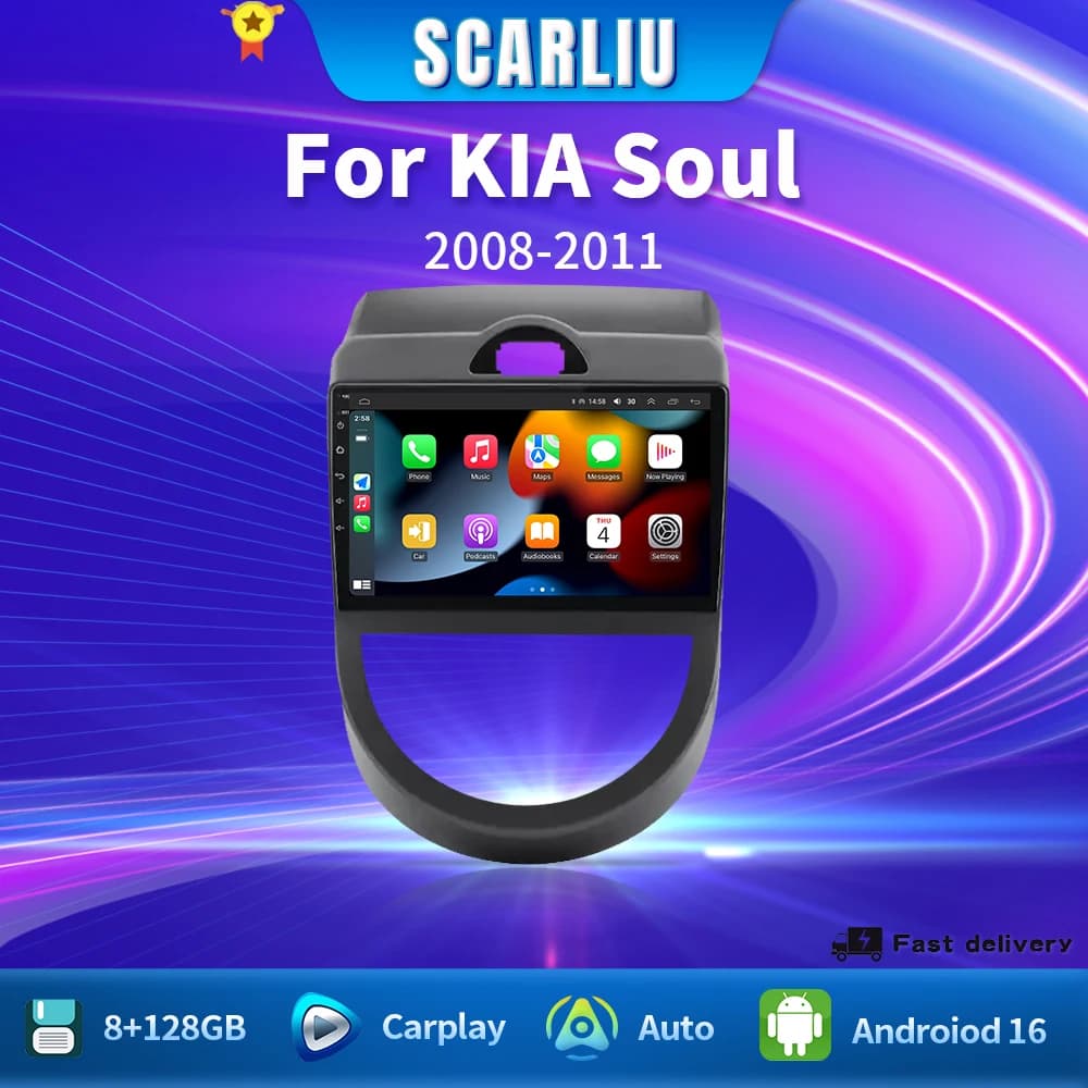 Autoradio Android 16 per Kia Soul 1 AM 2008-2011 con Carplay, Lettore Multimediale, GPS, Navigazione e Bluetooth