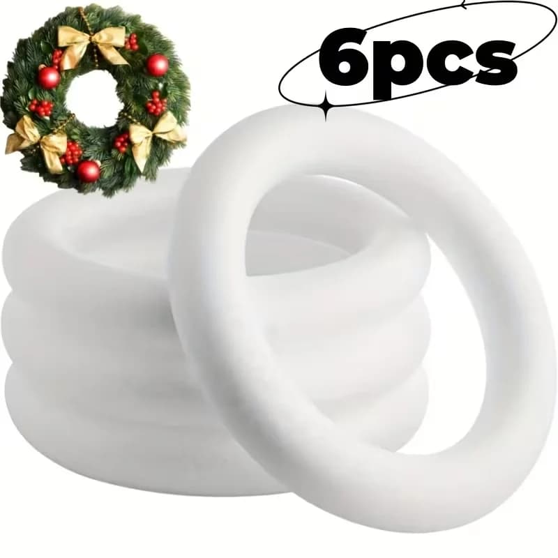 6 wedding garlands in white polystyrene foam: pre-rolled floral bases suitable for weddings, birthdays, parties and home decorations