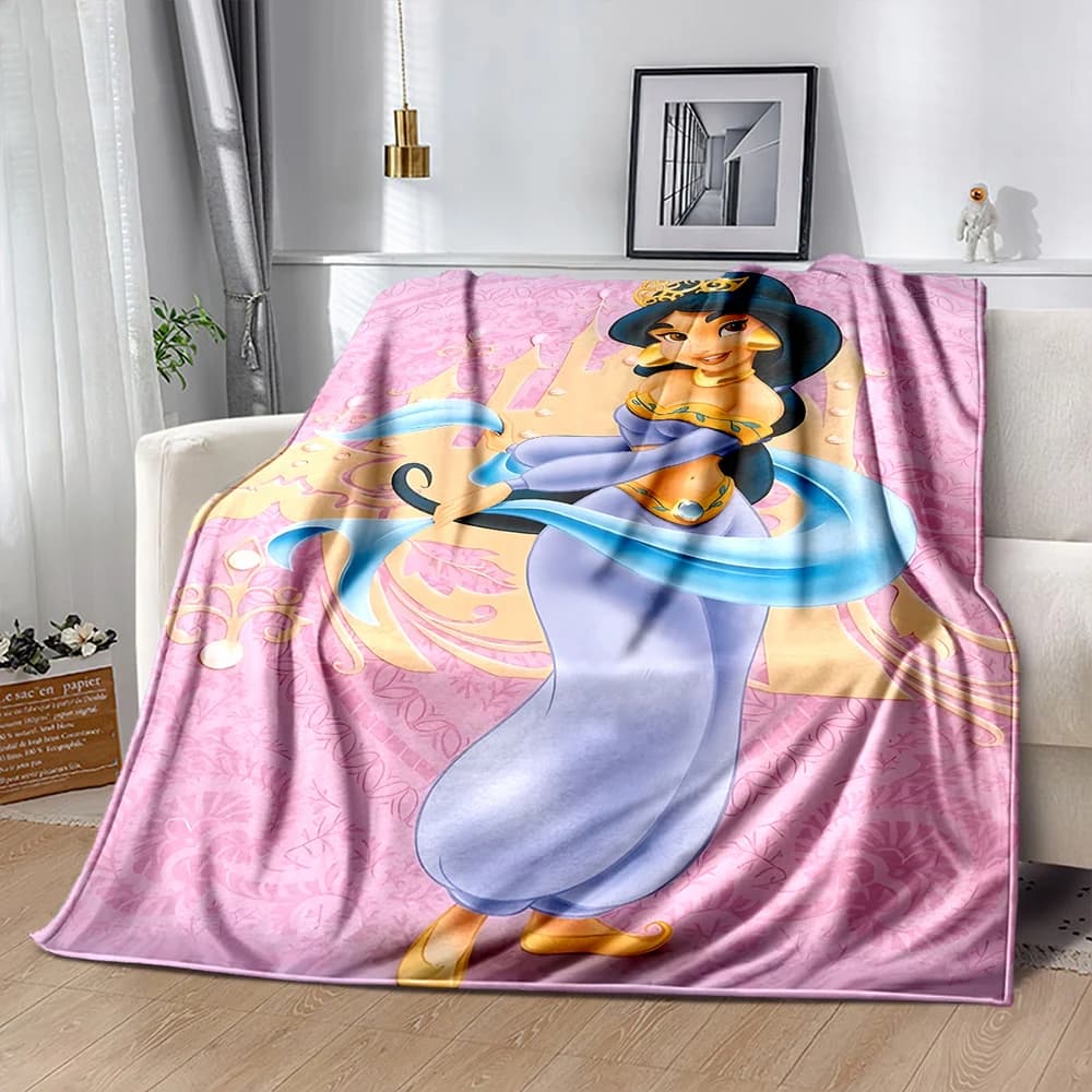 Coperta Principessa Jasmine di Aladdin in Vari Stili e Dimensioni per Letto, Divano, Picnic, Coperta per Esterni e Pisolini